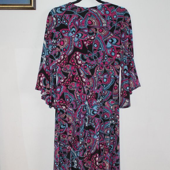 ARTIZAN by Robin Barre Funky Y2K Style Flutter Sleeve Midi Dress Size Medium - Picture 4 of 5